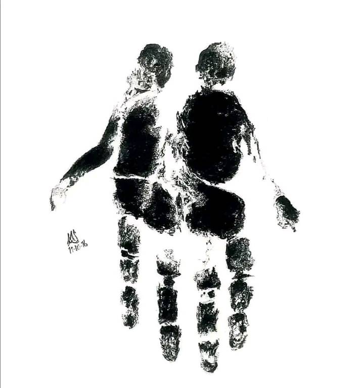 Hand Illusion Couple Walking Art for Walls